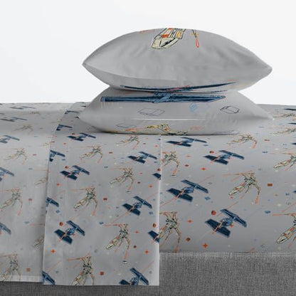 Jay Franco Kids Sheet Set with Fitted, Flat Sheets & Pillow Cover - Ultra-Soft Bedding with Pillowcase for Room Decor, Gray - LEGO®, 4 Piece Queen