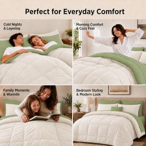 Anluoer Queen Comforter Set 7 Piece, Soft Bed in a Bag Queen Bedding Sets