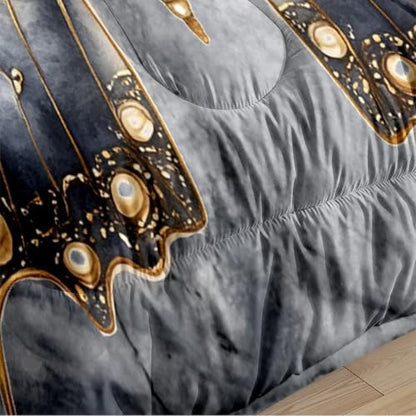 CCoutueChen Kids Butterfly Comforter Set Full Size, 3 Pcs Soft Grey Marble Bedding Set for Girls, Marble Texture Artistic Down Alternative Comforter with 2 Pillowcases, 79"x90"