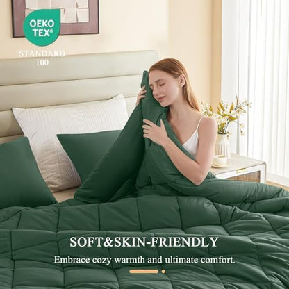 132x120 Alaskan King Comforter, Extra Large King Size Comforter Oversized, All Season Soft Lightweight Quilt Down Alternative Duvet Insert with 8 Corner Tabs(120x132, Emerald Green)