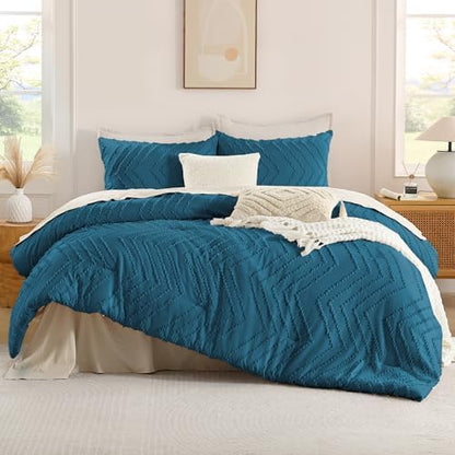 Andency Teal Comforter Set King Size, 3 Pieces Soft Bedding Set