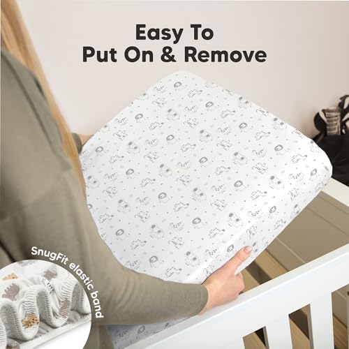 KeaBabies 2pk Organic Cotton Crib Sheets for Boys Girls 52x28, KeaSafari