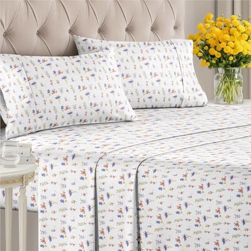 Queen 4 Piece Boho Botanical Floral Sheet Set - Soft & Cooling - Calico