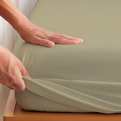 Split Head Flex 1 Qty Fitted Sheet for Adjustable Bed, Queen 28" Split Down from The Top, 100% Egyptian Cotton 600 Thread Count, 18" Deep Pocket, Super Soft Wrinkle Free, Beige