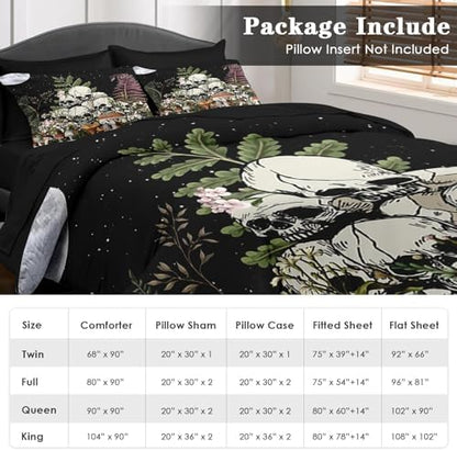 Pamnest Queen Comforter Set with Sheets, 7 Pieces Dark Mushroom Bedding