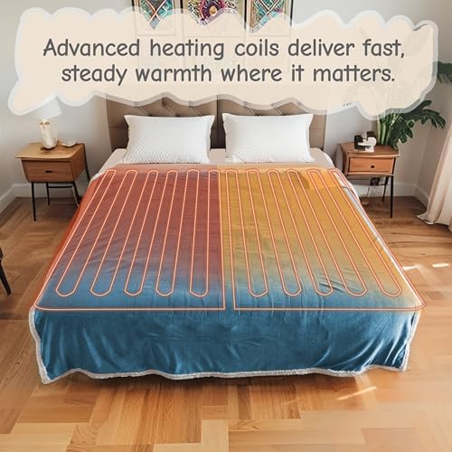 Soypipo Electric Heated Blanket 72"x84", 9 Heat Settings 10-Hour Auto-Off