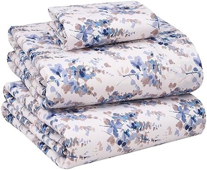 RUVANTI 100% Cotton Twin Sheets, Percale Weave Twin Sheet Set, Maple