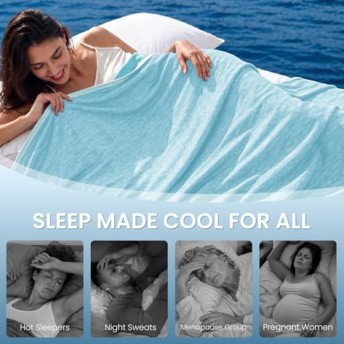 Topcee Cooling Blanket(90"x108"King Size) for Night Sweats Absorbs Heat to Keep Adults Cool on Warm Nights, Q-Max 0.5 Cooling Blankets for Hot Sleepers, Ultra-Cool Lightweight Blanket for Bed
