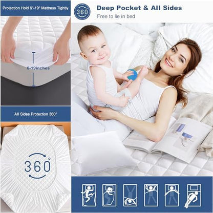 GRT Waterproof Mattress Pad Full, Hollow Cotton Quilted Mattress Protector