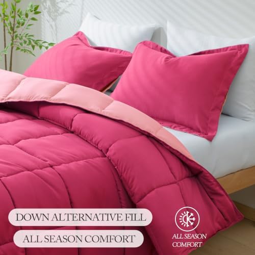 HIG 3pc Hot Pink Twin/Twin XL Bedding Comforter Set Duvet Insert Blanket