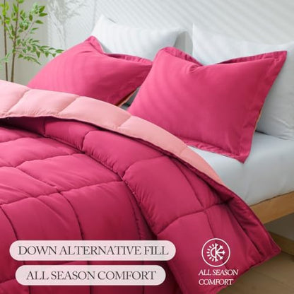 HIG 3pc Hot Pink Twin/Twin XL Bedding Comforter Set Duvet Insert Blanket