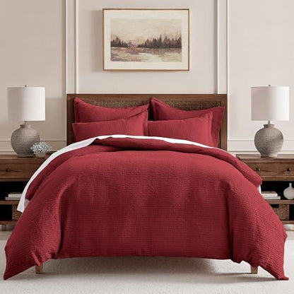 Levtex Home - Cloud Waffle Red Comforter Set - Twin Comforter + One Standard Pillow Cases - Waffle Weave - Red - Comforter (68 x 88in.) and Pillow Case (26 x 20in.) - Cotton