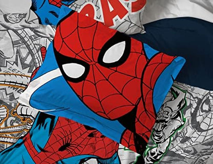 Marvel Spiderman Queen Comforter Set 7 Piece Bedding for Boys, Grey