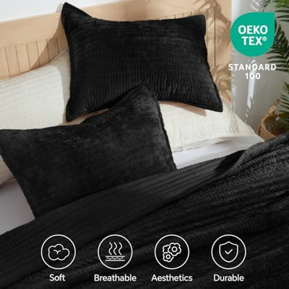 BEDELITE Velvet Quilt Set King Size, Luxury Velvet Comforter Bedding