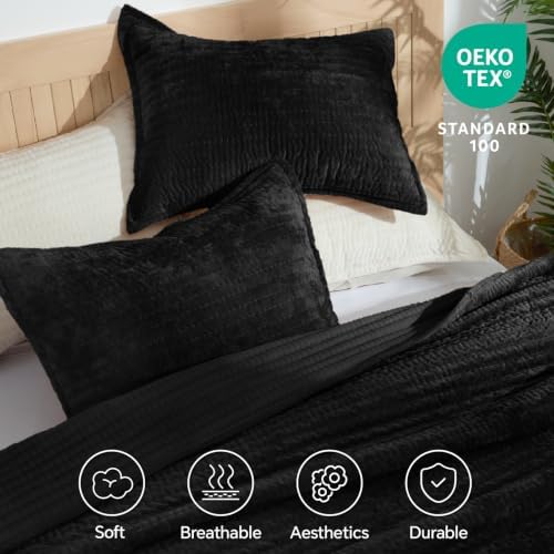 BEDELITE Velvet Quilt Set Queen Size, Luxury Velvet Comforter Bedding
