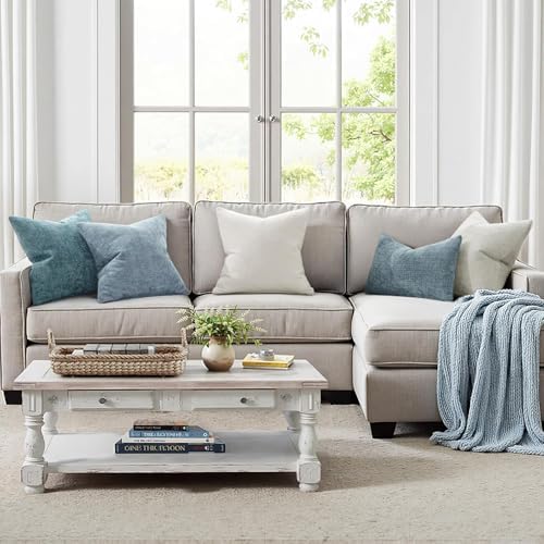 MIULEE Decorative Couch Throw Pillow Covers 18x18 Inch Light Blue 2 Pack