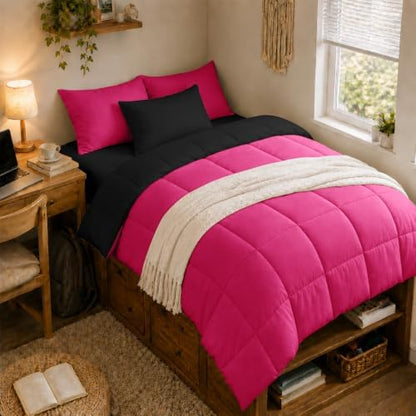 Anluoer Twin Comforter Set, 5 Piece Bed in a Bag Twin Bedding Sets