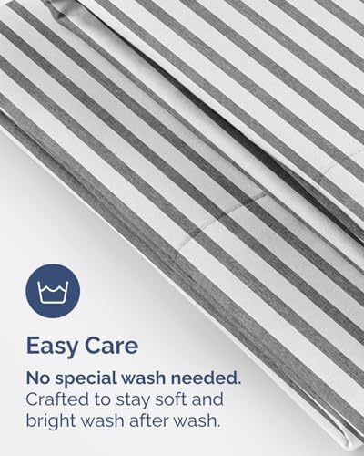 Standard Pillow Cases Set of 10 - Soft Pillowcase Covers - Grey Stripes