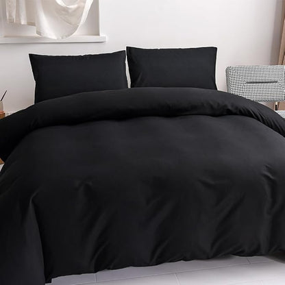 CLOTHKNOW Black Comforter Set California King Solid Black Bedding Comforter Sets Soft Men Women California King Comforter with 2 x Pillow Cases