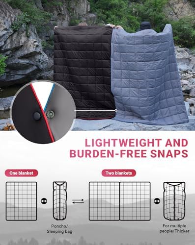 KingCamp Ultralight Camping Blanket, Wearable Packable Blanket 69" x 53"