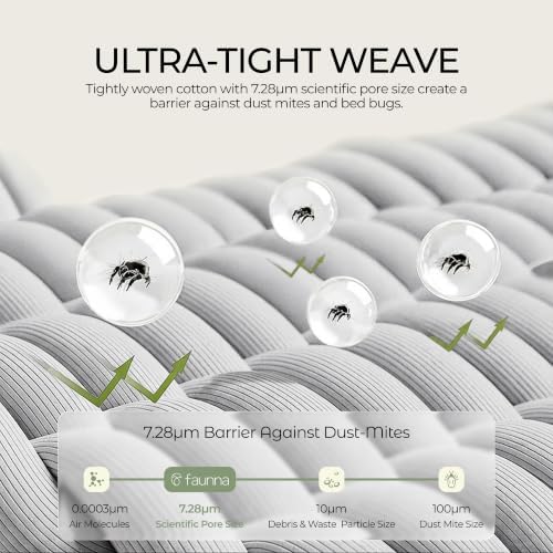 FAUNNA 100% Cotton Duvet Cover Dust Mite Bed Bug Comforter Protector, Queen