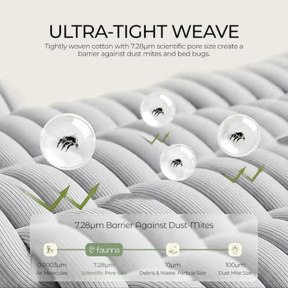 FAUNNA 100% Cotton Duvet Cover Dust Mite Bed Bug Comforter Protector, Queen