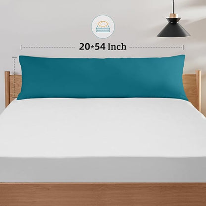 YIYEA Body Pillow Cover Set of 2, Ultra Soft 1800TC Hotel Quality Double Brushed Microfiber Body Pillow Pillowcases, Envelope Closure, Fade Resistant (20"x54", Teal)