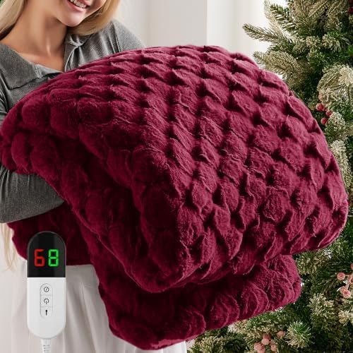 Homemate Heated Electric Throw Blanket 50"x60" Faux Fur Heating Blankets