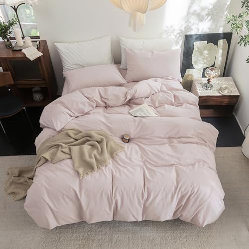 FOSSA Duvet Cover Set 100% Washed Cotton Linen Feel Full