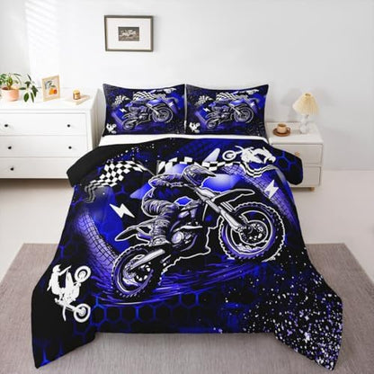 Feelyou Dirt Bike Comforter Set for Kids Boys Girls Queen Size
