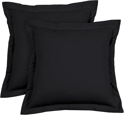 Euro Sham Covers 26x26 Set of 2 Black 600 Thread Count 100% Egyptian Cotton Pack of 2 Euro 26x26 Pillow Covers Cushion Cover Cases Soft Skin Friendly European Size Decorative Square Pillow Shams