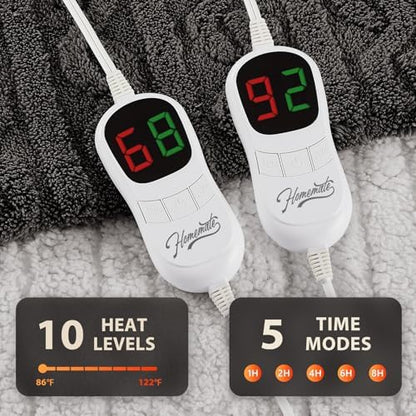 Homemate Heated Electric Blanket King Size 100"x 90" Heating Blanket