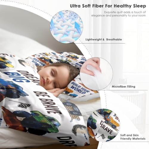 Pamnest King Comforter Set, 3 Pieces Truck Construction Bedding, All Season