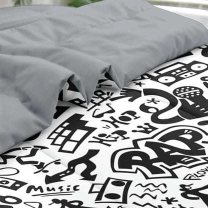 Pamnest Full Comforter Set with Sheets, 7 Pieces Rap Music Bedding