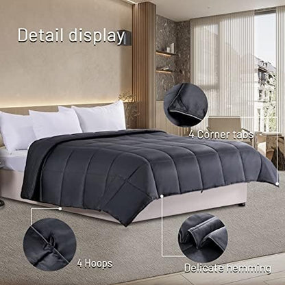 NEXHOME PRO Organic Natural Viscose from Bamboo Cooling Comforter King, Lightweight Duvet Insert, Summer Blanket, Bedding Down Alternative Cool Comforters for Hot Sleepers, Dark Grey 90" x 108"