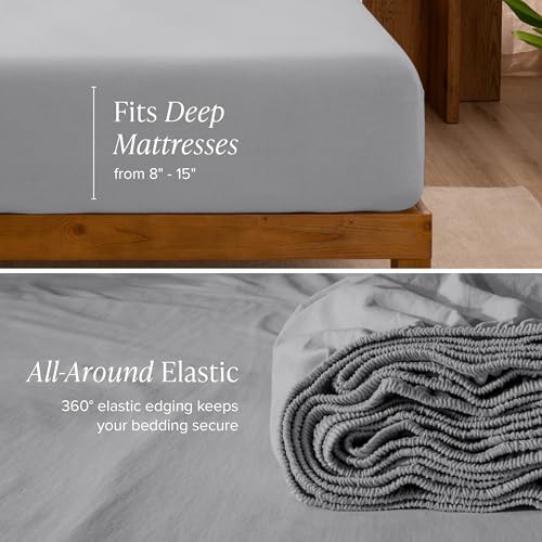 Bare Home 100% Organic Cotton Jersey Sheet Set (King, Light Grey)