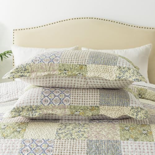 HoneiLife Quilt Set King Size - Lightweight Bedspreads 106x96, Microfiber Quilts 3-Piece, Patchwork Coverlet Rustic Bedding Sets All Season Quilts