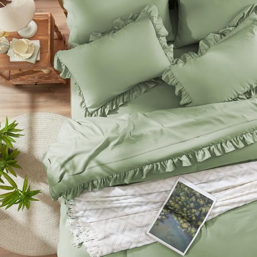 Anluoer Twin Comforter Set 5 Piece,Ruffle Bed in a Bag Twin Bedding Sets