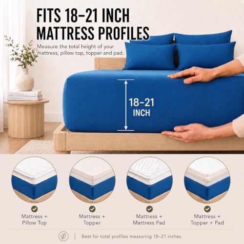 CozyLux King Size Sheets Set 6-Piece, 21-Inch Deep Pocket, Soft Feel