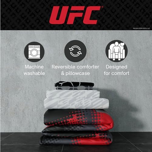 UFC Fight Night Bedding Set, Full Size 7 Piece Set Super Soft Cozy Reversible Comforter and Sheet Set with Sham, (100% Officially Licensed Product) by Franco