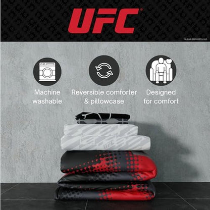 UFC Fight Night Bedding Set, Twin Size 5 Piece Set Super Soft Cozy Reversible Comforter and Sheet Set with Sham, (100% Officially Licensed Product) by Franco