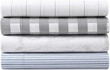Eddie Bauer - King Sheets, Cotton Percale Bedding Set, Crisp & Cool Home Decor (Lakehouse Plaid, King)
