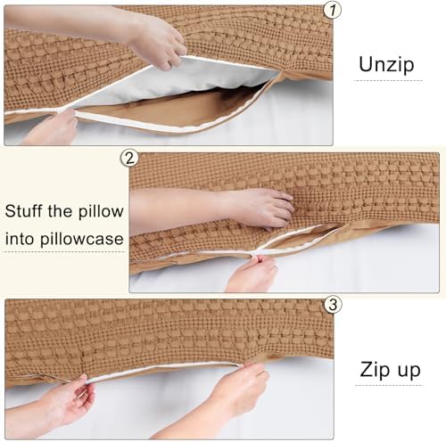 PHF Cotton Waffle Body Pillowcase 20" x 54", Clay, No Insert
