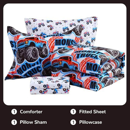 Viviland Kids Twin Bedding Sets, Boys Comforter, Monster Truck