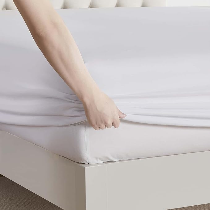 Clara Clark RV Queen Sheets, 6 Piece RV Sheets Set - Hotel Luxury Sheets for RV Bunks, Super Soft Bedding Set, Short Queen,White