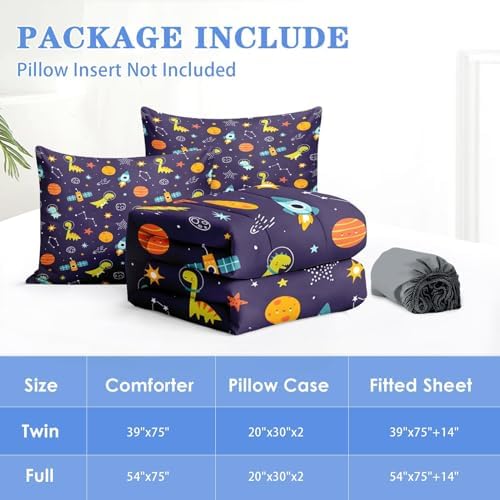 Nesker Dinosaur Full Zipper Bedding for Boys, 3-Piece-All-in-one