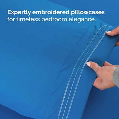 Full XL Bed Sheet - 4 Piece Full XL Bed Sheets Set - Soft, Breathable & Cooling - Hotel Luxury Bedding for Women, Men, Kids, Teens, Boys & Girls - Deep Pockets, Comfy, Fade & Wrinkle Free - Royal Blue