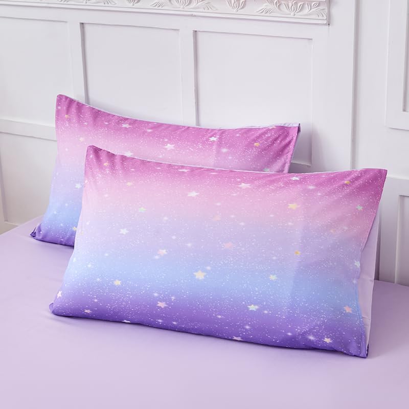 3PCS Girls Comforter Sets Full,Galaxy Bedding Set,Pink and Purple Bedding Set,Full Comforter Set for Girls