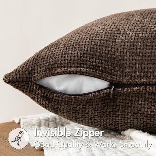 MIULEE Decorative Dark Brown Euro Sham Pillow Covers 26x26 Inch 2 Pack