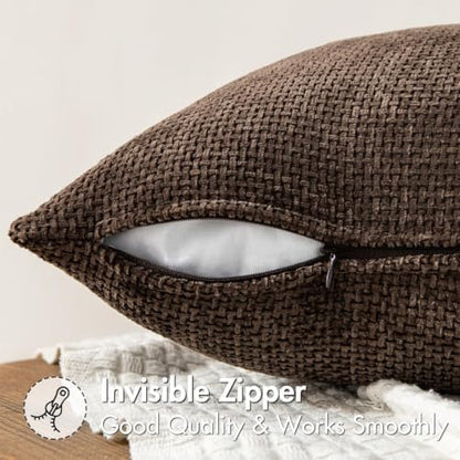 MIULEE Decorative Dark Brown Euro Sham Pillow Covers 26x26 Inch 2 Pack
